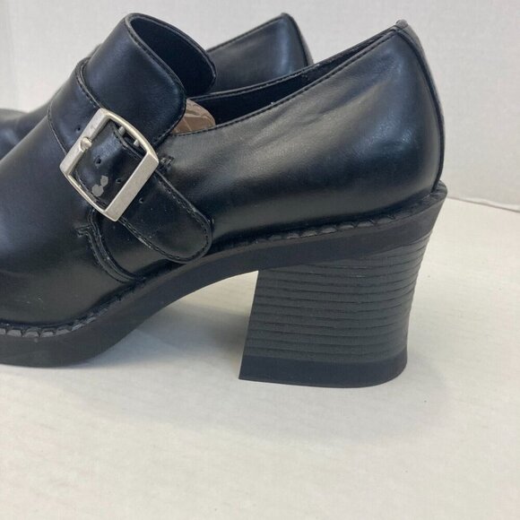 Vintage Chunky Heels Buckle Shoes Loafers Womens 9.5 Goth Punk Grunge Black‎ - Picture 8 of 16